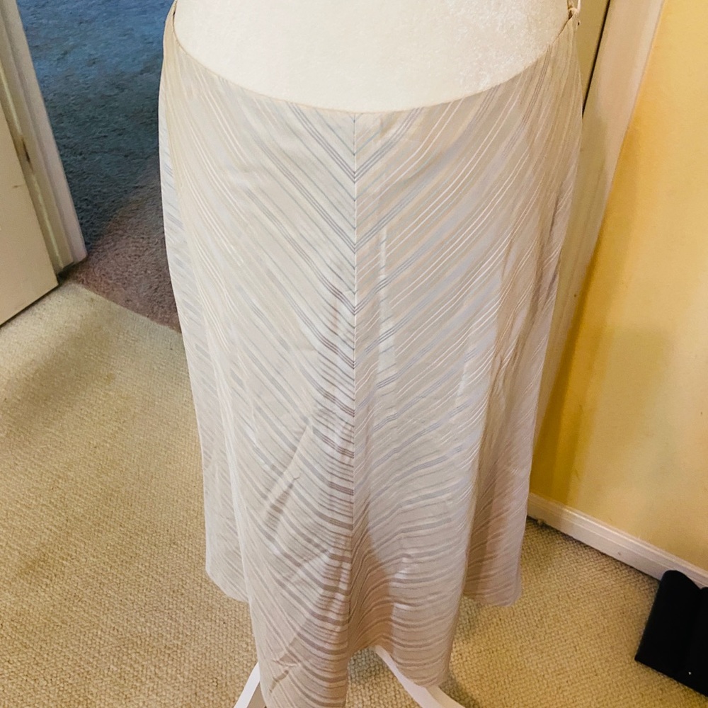 Banana Republiccream & metallic teal chevron skirt